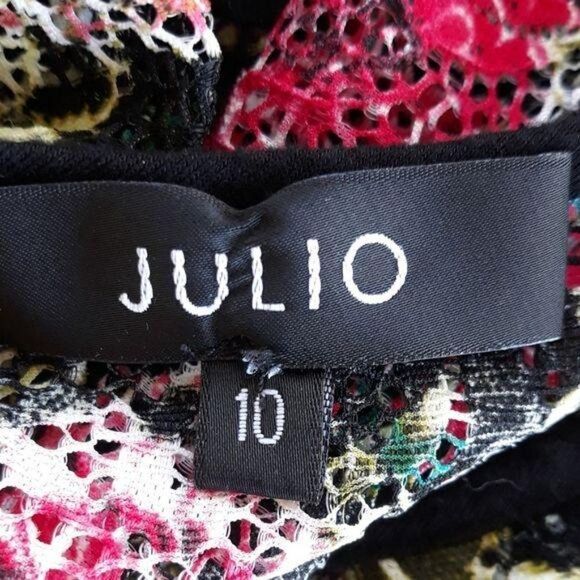 Julio Top Long Sleeve Pullover Net Mesh 3/4 Zip Pullover Lace Floral Print Sz 10 - Picture 2 of 13